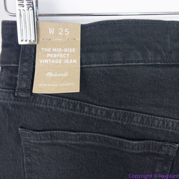 NEW Madewell The Mid-Rise Perfect Vintage Jeans Clean Black Wash, 25 - Picture 16 of 16